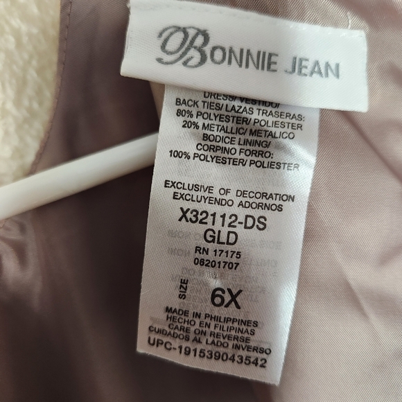 Bonnie Jean Chocolate Brown Gold Large Floral Party Dress-Size 6X - Picture 6 of 7